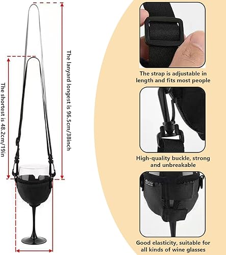 WEGREAT Lot de 6 porte-verres à vin pour le cou : porte-verres à vin portable mains libres à accrocher avec lanière, porte-verres à vin pour Noël, anniversaire, mariage, fête, CKN-RA92 - Nail Gallerys