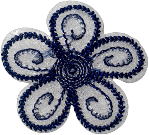 FILOUFACE Patch Ecusson Thermocollant Petite Fleur Coloris Blanc Gris 4 x 4 cm - Nail Gallerys