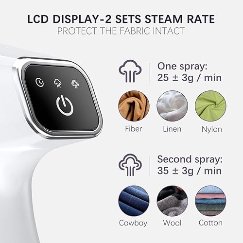 Homuserr Defroisseur Vapeur, 1500W Steamer Défroisseur Verticaux Repassage Vertical Fer à Repasser Portable, 2 Paramètres et Ecran LCD, Repasseur de Réservoir Capacité de 300ML, Pour Maison et Voyage - Nail Gallerys