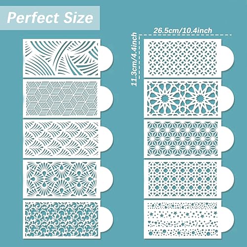Ruikdly 10 Pièces Pochoir Patisserie Gâteau DIY Pochoirs de Cuisson en Plastique Pochoir Patisserie Reutilisable Motifs Floraux en Pochoir Gâteau pour Anniversaire - Nail Gallerys