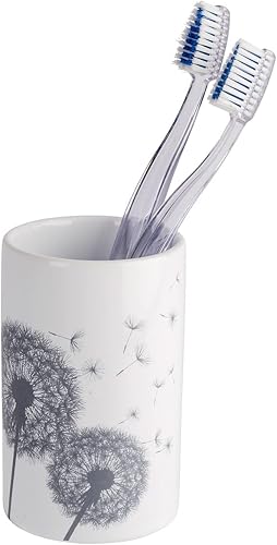 WENKO Gobelet Astera céramique - Porte-Brosse à Dents pour la Brosse à Dents et Le Dentifrice, Céramique, 7 x 11 x 7 cm, Blanc - Nail Gallerys