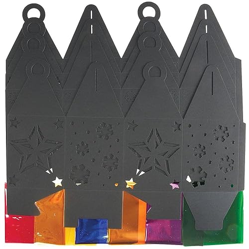 Baker Ross Lanternes à Effet Vitrail motif Flocons de Neige et Etoile - Lot de 4, Activités Manuelles pour Enfants (FX267) - Nail Gallerys