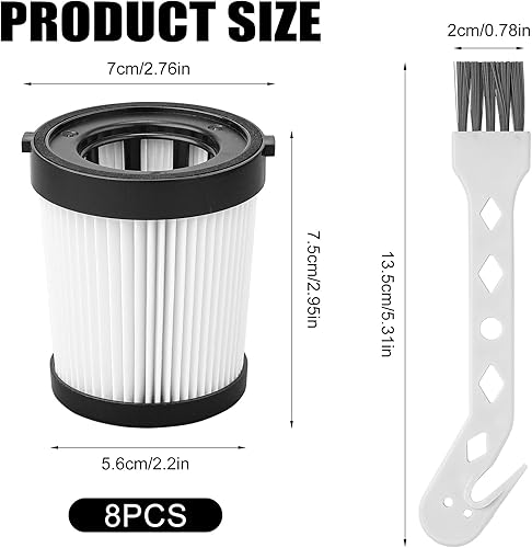 8pcs Filtre de Remplacement pour Aspirateur HEPA Compatible avec Fabuletta FSV101 et FSV001, Filtres HEPA pour Aspirateurs Sans Fil avec Brosse de Nettoyage pour Girnoor G165 G160 Afoddon A300 - Nail Gallerys
