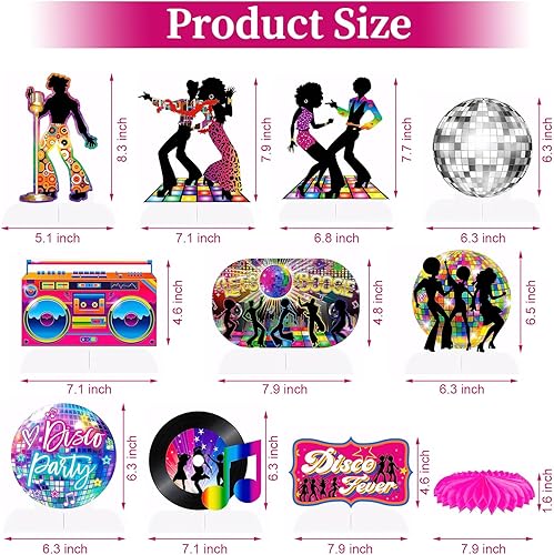 Lot de 9 décorations de table disco des années 80, centres de table en nid d'abeille colorés pour enfants et adultes - Nail Gallerys