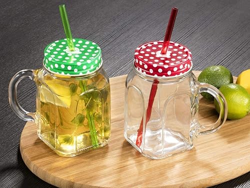 Pasabahce 80388 Bocal avec poignée et Paille, 45 cl, Vert, Transparent/Vert - Nail Gallerys