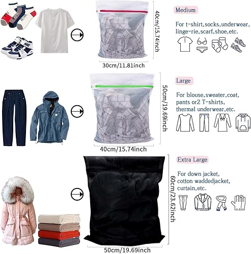 Dailyfe Sacs à linge Filet à linge pour machine à laver,Lot de 5 Laundry Bag pour articles délicats,soutien-gorge,chemisier,sous-vêtements,chaussures,vêtements de bébé,etc,Fermeture éclair - Nail Gallerys