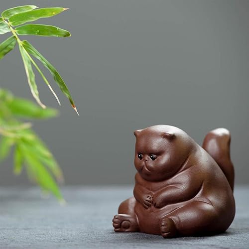 Animal de maison de thé en argile violette - Animal de maison de thé chinois en argile violette - Jolie figurine de chat Kungfu en argile pour animaux de compagnie - Décoration d'intérieur - Plateau à - Nail Gallerys