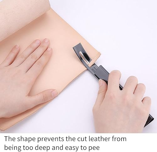 Couteau d'amincissement de coupe de métier en cuir de bricolage avec le grattage de rabotage d'outil de lames de métier(Noir) - Nail Gallerys