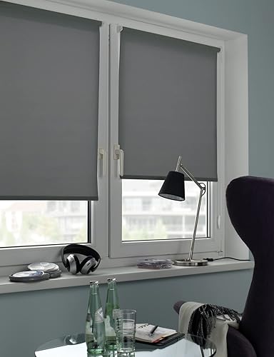 Deco Company Store Enrouleur à clipser, Store lumière du jour, Opaque, toutes les pièces de montage incluses, store à enroulement à clipser Uni, anthracite, 60 x 150 cm (lxh) - Nail Gallerys