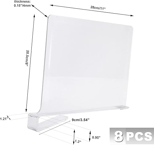 Homtone Lot de 8 séparateurs d'étagère en Acrylique, Parfaits pour Les placards, la Cuisine, la Chambre à Coucher, Outil de Rangement utile sans perçage - Nail Gallerys