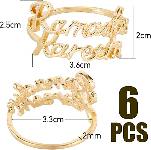 6pcs Boucles de Serviette Ramadan Kareem Doré Rond et Porte-Serviettes de Table Anneaux de Serviette Métal pour Musulmane décoration de Table à Manger pour la fête Mariage,Ramadan,Pâques,Thanksgiving - Nail Gallerys