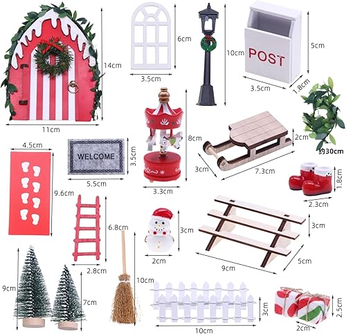 nabeta deco Décoration de Noël - Porte de lutin - Kit complet miniature - Accessoires de maison de poupée - Petite porte en bois - Carrousel - Bottes de Noël (Style 1) - Nail Gallerys