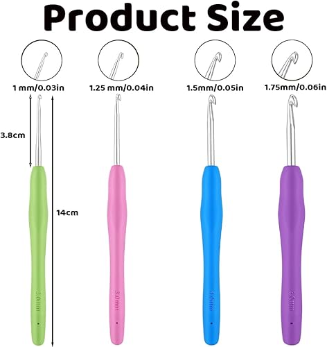 XYTAHDM 4Pcs Aiguilles à Crochet Set, 2 mm Ensemble de Crochet à Tricoter avec Poignées Ergonomiques en Caoutchouc à Prise Souple, kits de Crochet pour Adultes Débutants - Nail Gallerys