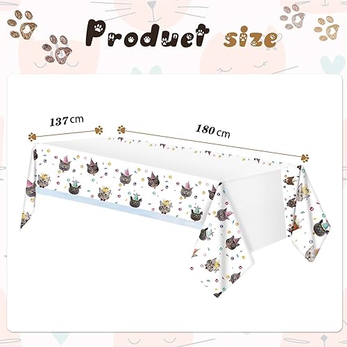 Kireida® Nappe et Accessoires pour Fête d'Anniversaire de Chat - Décorations de Table pour Chaton - Nail Gallerys