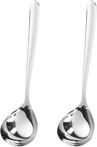 Lot de 2 petites cuillères à soupe en acier inoxydable de 20 cm - Passent au lave-vaisselle - Cuillères longues - Argenté - Nail Gallerys