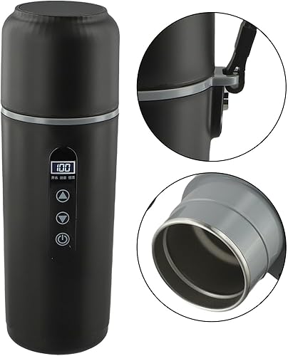 Tasse chauffante électrique avec écran LCD pour préparer des boissons chaudes dans les voitures avec alimentation 5 V, 12 V ou 24 V (noir) - Nail Gallerys