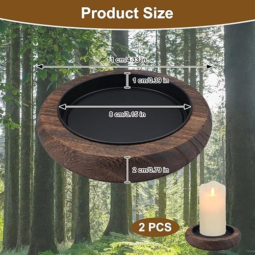 Lot de 2 Ronde Bougeoirs en Bois,8 cm / 3.15 in Assiettes de Bougeoirs Rond,Plateau pour Bougies en Bois,Plateau pour Bougies Piliers,Assiettes à Bougies pour Bougies Chauffe-Plat Décoration de Table - Nail Gallerys