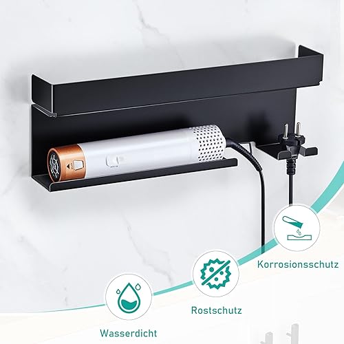 Support Seche Cheveux, Porte Lisseur Mural en Métal, Adhésif Porte Seche Cheveux et Lisseur, Noir Support seche Cheveux sans percage Rangement pour Styler, Curling Appareils, Accessories - Nail Gallerys