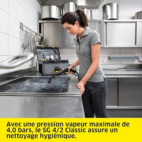 Kärcher nettoyeur vapeur SG 4/2 Classic, pression vapeur : 4 bars, réservoir : 0,5 l chaudière + 1,5 l réservoir d'eau propre, buse à main, tuyau vapeur de 2,5 m, Power buse, accessoires multifonction - Nail Gallerys
