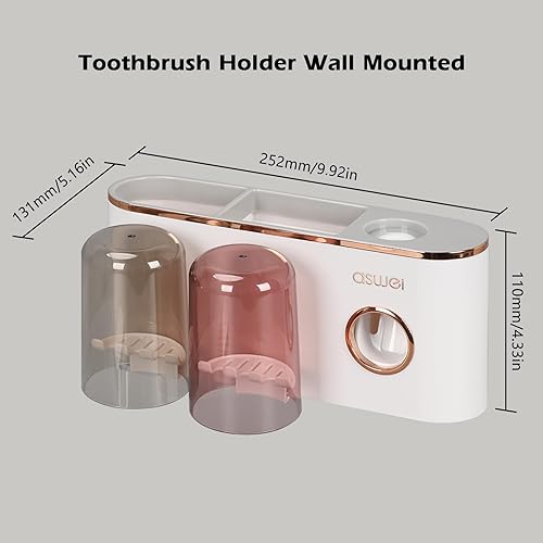 Porte Brosse à Dents Mural, Distributeur Automatique de Dentifrice, Rangement Brosse a Dent, Multifonction Support Brosse a Dent pour Salle de Bain avec 8 Fentes pour Brosse à Dents - Nail Gallerys