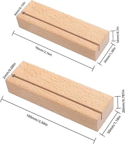 Lot de 12 porte-cartes en bois - Double utilisation - Pour cartes de menu, photos et numéros de table - Support stable en bois naturel pour mariages, restaurants et événements - Nail Gallerys