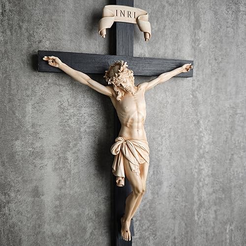 Buildclassic Croix murale catholique de la Colombie-Britannique, Jésus-Christ - Décoration murale pour autel de maison, cadeau religieux, sculpture de la Renaissance faite à la main par Buildclassic - Nail Gallerys