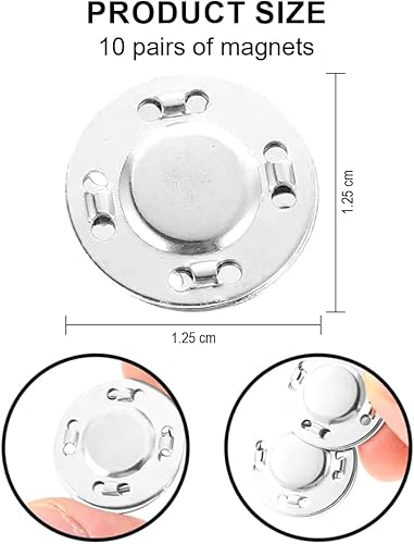 MOLIMOLI - 10 paires d'aimants à coudre | Boutons magnétiques à coudre | Boutons pression à coudre | Accessoires de vêtements pour travaux manuels, travaux manuels, vêtements et sacs - Nail Gallerys