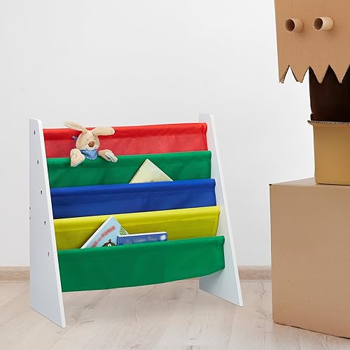 Relaxdays Étagère de rangement pour enfant en MDF avec 4 compartiments en tissu Multicolore - Nail Gallerys