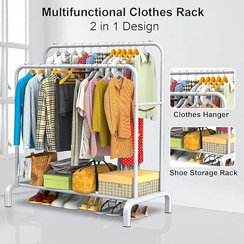 LOEFME portant a vetement Autonome à Double Rail Multifonctionnel Pour Chambre à Coucher, portant vetement En Métal Au Design Minimaliste, Portant Vetement Solide (Noir) - Nail Gallerys