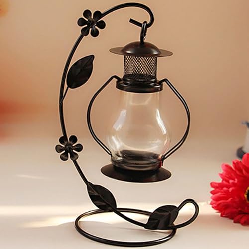 ToiM Photophore classique européen en verre résistant au vent pour décoration de cadeaux (Noir) - Nail Gallerys