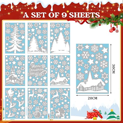 Autocollant Noël Fenêtre, Stickers Noel Fenetre Réutilisable Statique PVC Grand Autocollants pour Magasin Vitre Vitrine Porte, Blanc Flocon de Neige Hiver Decoration Noel Maison Interieur (Style1) - Nail Gallerys