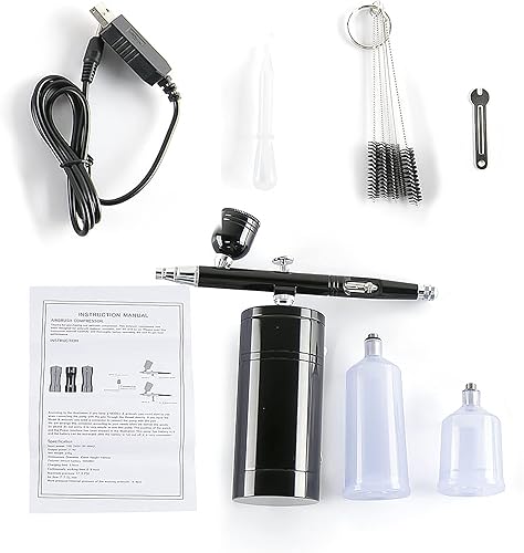 TKSE Kit d'aérographe, kit d'aérographe pour mini compresseur d'air, aérographe rechargeable USB, pistolet aérographe sans fil à double action, mini aérographe rechargeable pour compresseur d'air - Nail Gallerys