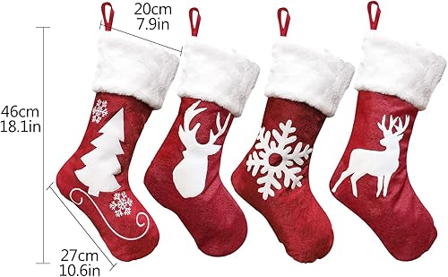 Chaussette de Noel,4pcs Grande Chaussette Noel a Suspendre Père Noël Sac Cadeau Chaussettes de Noël à Suspendre Bas de Noël de Grande Taille Ornement pour Décoration Cheminée Sapin Vitrine Bonbon - Nail Gallerys