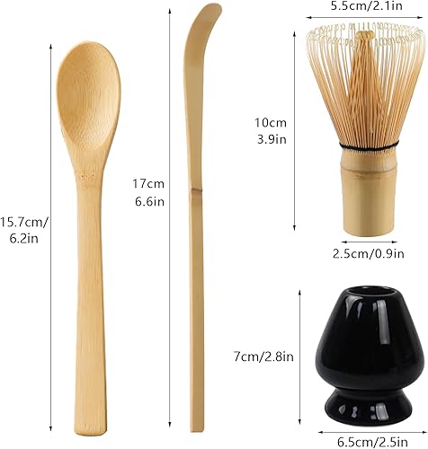 Service à thé matcha avec fouet et cuillère, kit de fouet à matcha avec porte-fouet en céramique, pelle à matcha et cuillère - Ensemble d'accessoires de cérémonie à matcha (blanc) - Nail Gallerys