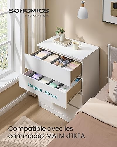 SONGMICS Lot de 4 Organiseurs de Tiroirs à Sous-vêtements, pour Commodes IKEA PAX, sans Séparateurs, Pliables, 50 x 22 x 10 cm, pour Chaussettes, Cravates, Gris Tourterelle RUS013G01 - Nail Gallerys