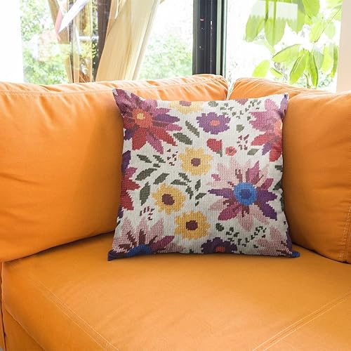 DELICATELA Kit de canevas pour broderie de coussin | Canevas imprimé de 40 cm x 40 cm | Comprend de la laine et une aiguille pour tapisserie | Motif Joie - Nail Gallerys