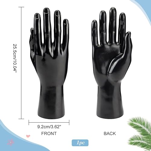 PH PandaHall Présentoir de main de mannequin masculin, Présentoir d'anneau de modèle de main Présentoir à gants en plastique noir Support à bracelets pour la maison Magasin, 9.2x5.9x25.5 cm - Nail Gallerys