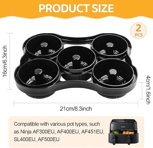 Accessoires de friteuse à air chaud - Moule à donut en silicone compatible avec Ninja AF300EU, AF400EU, AF451EU, SL400EU, AF500EU et autres friteuses à air chaud double, réutilisable et sans BPA - Nail Gallerys