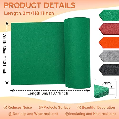 Votoko Rouleau de Feutre, 30 cm x 300 cm x 3 mm Tissu en Feutre, Feutrine au Mètre, Feutrine Rouleau Doublure de Boîte à Bijoux DIY Sacs en Feutre Cousus, Sac de Crayon, Tapis de Table, Gris Clair - Nail Gallerys