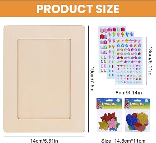 WANDGU Lot de 10 cadres photo - 14 x 19 cm - Pour bricolage - Avec strass scintillants et autocollants en caoutchouc mousse - Cadre photo en bois - Cadre de bricolage pour garçons et filles - Nail Gallerys