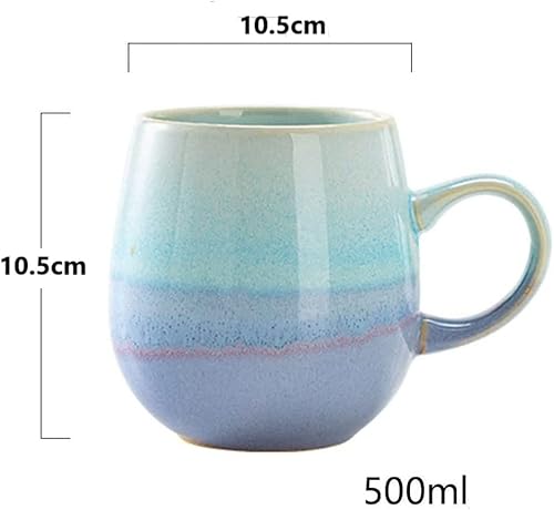 eKsdf Grande tasse à café - 500 ml - Avec anse - En porcelaine - Moderne - Cadeau pour les amateurs de café - Pour femme, maman, papa, cappuccino, céréales (bleu lac) - Nail Gallerys
