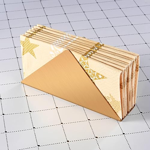 Lot de 2 porte-serviettes en acier inoxydable doré, porte-serviettes triangulaire minimaliste en métal, organisateur de distributeur de serviettes de cocktail. - Nail Gallerys