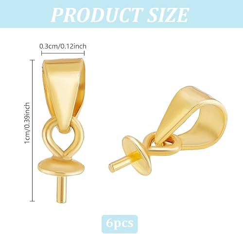 HOBBIESAY 6 pièce de Bélière à Vis Dorée 925 bélières à Vis en Argent Sterling avec Mousqueton Connecteurs de Pendentif à Pince pour la Fabrication de Bijoux en Perles. Trou : 3x4mm - Nail Gallerys