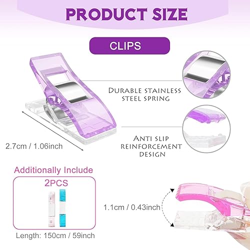 UCLEVER Lot de 50 Pinces à Coudre en Plastique, 100 épingles à tête en Verre, Pince Couture Tissu Clip Multifonctionnelles, Pinces de Bricolage pour la Couture, la Fixation de Tissu - Nail Gallerys