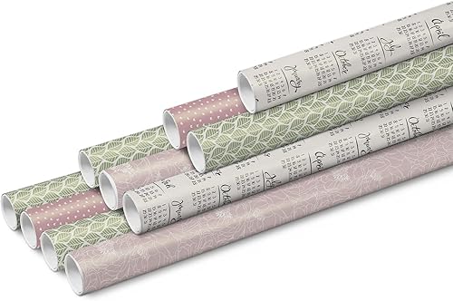 Clairefontaine 201972AMZC - Un Carton De 12 Rouleaux De Papier Cadeau - Papier Excellia 80g - Dimensions : 2x0,70m - Motif : Mariage, Save The Date, Coeurs Roses, Nature - Emballage Cadeau - Nail Gallerys