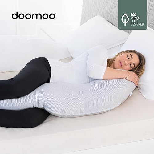 doomoo Housse de Coussin de Grossesse et d'allaitement Buddy - Tissu Ultra Doux, Bio, Oeko-tex et Extensible, Classic Grey - Nail Gallerys