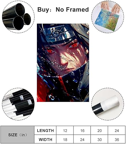 Itachi UchihaPoster décoratif mural peinture à l'huile sur toile poster art mural décoration d'intérieur esthétique 30 x 45 cm sans cadre-style 41 - Nail Gallerys
