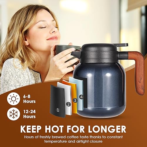 Dreamhigh® Thermos 1L avec Infuseur, Carafe isotherme avec affichage de la température, Pichet isotherme bien fermée (pas de fuite, pas de goutte), Pour café, thé et lait - Nail Gallerys