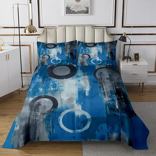 Homewish Couvre-Lit 260x240 Enfant Gris, Dessus de Lit 2 Personnes Adulte Peinture À l'huile Grunge, Couverture de Lit Art Abstrait Moderne, Jetés de Lit Géométriqu Blanc, 2 Taies d'oreiller 51x75cm - Nail Gallerys