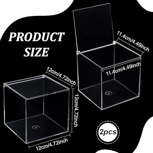 BENECREAT 2 boîte en Acrylique Transparent avec Couvercle, 12 cm Vitrine de Cube Carré, Organisateurs Anti-Poussière avec Couvercle à Charnière pour Emballage de Cadeaux, Porte-Dosette de Café - Nail Gallerys